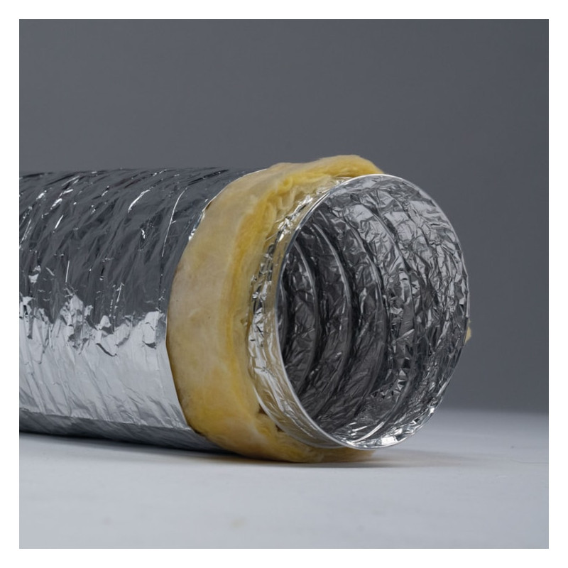 Tubo Flexível Isolado em Alumínio com Lã de Vidro 25 mm para AVAC